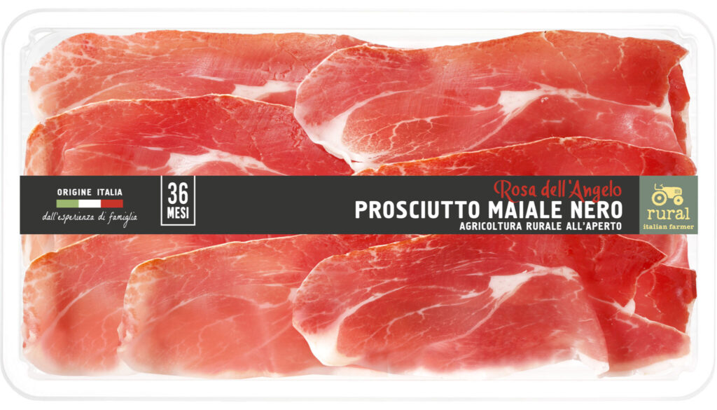 Black pig ham sliced in tray