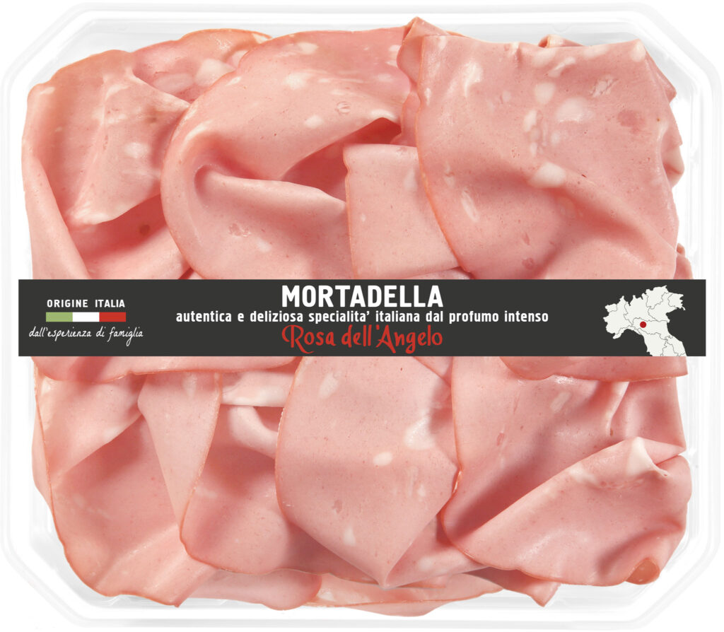 Mortadelle italienne sans polyphosphates, tranchée et conditionnée en barquettes