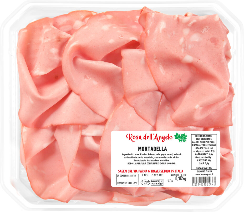 Squisite fette di mortadella Rosa dell'Angelo