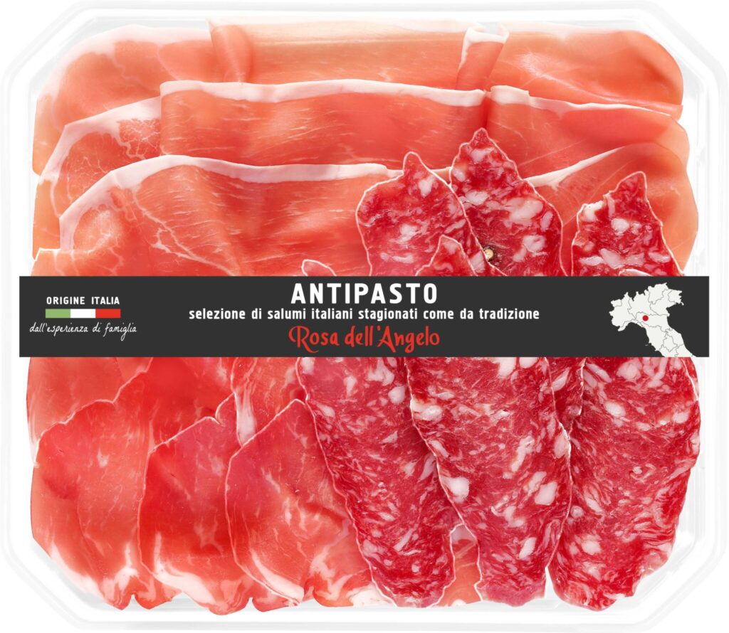 Emilian mixed cured meats sliced in tray